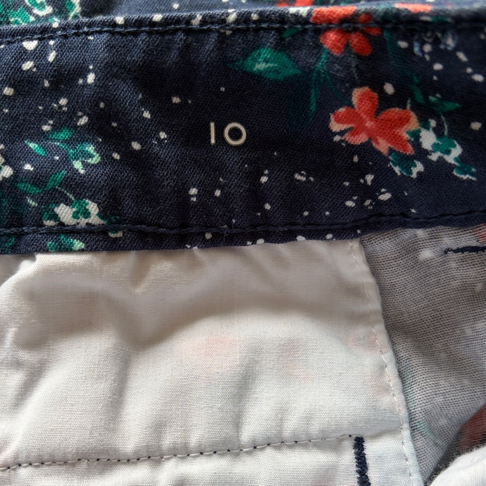 Floral Women's Pants - Navy and Red - 10 - Picture 4 of 5